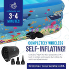 Blue Inflatable Swimming Pool (120" x 72.8" x 23.6") Built-in Air Pump Inflatable Kiddie Pool, Family Pools for Kids and Adults - Self Inflating Backyard Blow Up Pool for Toddlers & Babies (Large)