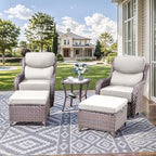 HUMMUH Outdoor Patio Wicker Swivel Rocker Chairs Set of 2 with 6-Inch Thick Cushion High Back Wicker Conversation Set for Porch Balcony Deck