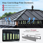 SUNJOY Kingston 14' x 12' Hardtop Gazebo with Galvanized Steel Double Roof, Curtain and Netting, Woodgrain Finish Aluminum Posts Permanent Pavilion Gazebo for Garden, Patio, Deck, Lawn