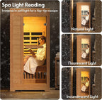 Infrared Sauna at Home 1 Person with 7 Color Therapy, Low EMF 1745W Fast Heating Canadian Hemlock Wood Sauna, Indoor Dry Sauna with Bluetooth Speakers for Home, Gym (3Lx3.3Wx6.3H Ft)