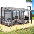 AECOJOY 14' x 8' Gazebo Outdoor Pergola for Patio, Hard Top Lean to 8x14 Gazebo Shelter Pergolas and Gazebos Clearance with Patio Roof, Large Wall-Mounted Heavy Duty Awnings for Patio, Decks, Backyard