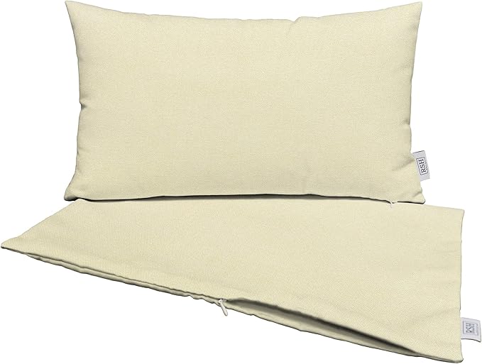 RSH DECOR: Sunbrella Pillow Covers Set of 2 | Covers Only - 26" x 16" | Outdoor Lumbar Pillow Covers Crafted with Sunbrella Performance Fabric | Canvas Canvas