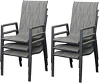 UDPATIO Patio Chairs Set of 6, Outdoor Stackable Dining Chairs with All Weather Breathable Textilene, High Back Metal Frame for Lawn Garden Backyard Deck, Grey White