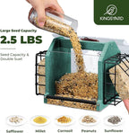 Kingsyard Hopper Bird Feeder for Outdoors Hanging, Recycled Plastic Double Suet Feeder with Clear View Windows, 3 LBS Seed, Cardinal Woodpecker Bluebird Feeder, Green