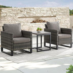 Rilyson Wicker Outdoor Patio Chairs Set - 3 Piece Rattan Patio Furniture Bistro Chairs Set with Waterproof Wicker,Comfortable Cushions and Sturdy Metal Frame for Porch Deck Backyard(Mixed Grey/Grey)