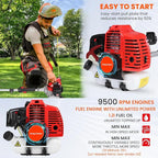 Weed Eater Gas Powered,52cc 2 Stroke Gas Weed Wacker, 5 in 1 Multi Functional Trimming Tools,Gas Hedge Trimmer,String Trimmer,Weed Eater,Brush Cutter,Pole Chainsaw with Extension Pole 9500rpm 2.3kw