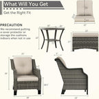 5 Piece Patio Furniture Wicker Conversation Set, 2 Chairs, 2 Ottomans with 1 Side Table, for Outdoors, Backyard, Deck, Beige