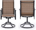 Patio Swivel Chairs Set of 2, Outdoor Dining Chairs with Textilene, Swivel & Rocker Metal Outdoor Patio Dining Chairs All-Weather for Backyard, Brown Fabric with Black Frame