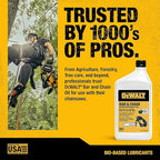 DEWALT – Biodegradable Bar & Chain Oil – Green, Eco-Friendly, Non-Toxic Professional Bar & Chainsaw Lubricant – Ultraclean All-Season Oil for Gas, Electric Saw, and Pole Saw, 32 oz (Case of 12)
