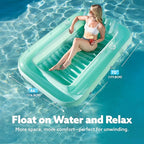 SLOOSH Inflatable Tanning Pool Lounger Float, 70" x 46" Pool Floats Adult with Pillow, 4 in 1 Suntan Tub Raft Floatie,Sunbathing Bed Lounge for Water Blow Up Kids Ball Pit Party Gifts, L-Cyan