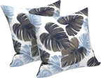 LVTXIII Outdoor Throw Pillows, Decorative Throw Pillows with Inserts, 16"x16" Square Pillows for Bed, Couch, Sofa and Patio Furniture, Set of 2, Monstera Blue