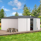 U-MAX Storage Shed 14x12 Outdoor Shed, Large Metal Outside Storage Garden Sheds & Outdoor Storage Shed Clearance, 12x14 Tool Shed Outdoor Storage Lockable for Backyard, Patio and Outside Use in White