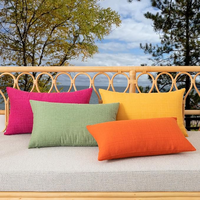 Kevin Textile Pack of 2 Outdoor Waterproof Pillow Covers Spring Decorative Farmhouse Throw Pillow Covers Couch Pillow Covers Spring for Patio Tent Bed Sofa Living Room 18x18 Inch Sage Green