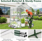 Happygrill Walk-in Greenhouse, Winter Hot House w/4 Tiers, 8 Shelves, Roll-up Zippered Door, Waterproof PVC Film, Portable Greenhouses for Outdoors for Potted Plants, Fruits, Vegetables, Flowers