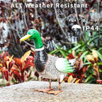 Solar Ducks Outdoor Statue ，Metal Duck Garden Decor ，Lawn Animal Statue Mallard Duck Art ，Gifts for Mallard Duck Lovers