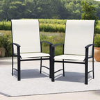 Outdoor Dining Chairs Set of 2, Stackable Patio Chairs with Metal Frame & Textilene Fabric, Perfect for Patio Garden Deck, Oyster