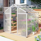 6 x 8 FT Aluminum Greenhouse for Outdoors, Polycarbonate Walk-in Greenhouse,Silver