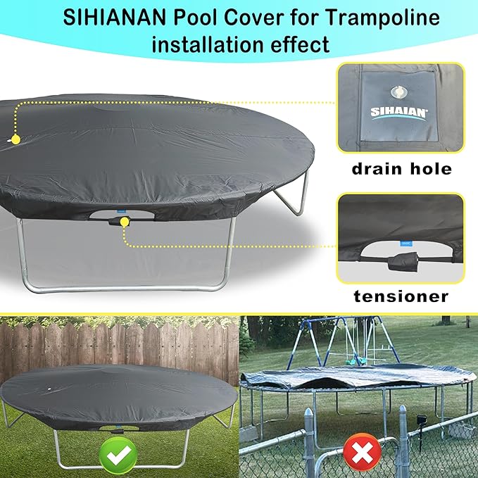 8 Ft Wintet Pool Cover, with Automatic Drain Round Pool Cover, One-Piece Quick Installation and Removal for Round Hot Tub and Spa Pool, Preventing Waterlogging, UV Protected