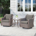 Outdoor Patio Wicker Swivel Chairs - Set of 2 Outside Resin Rattan Rocker Glider Gliding Chair Rocking Armchairs for Front Porch Balcony Backyard Yard Deck Poolside Apartment – Brown/Grey