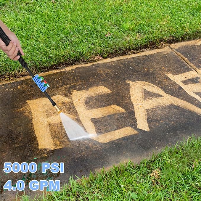 5000PSI 4.0GPM Heavy Duty Power Cleaner with 33 FT Extension Hose, 4 Quick Connect Nozzles and Foam Cannon for Cars/Fences/Driveways/Patios/Home Cleaning, Blue