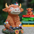 Solar Garden Statue Highland Cow Figurine with Funny Gnomes Garden Outdoor Decor for Yard Patio Lawn Christmas Housewarming Gifts for Women,Mom,Grandma (Yellow)