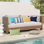 Decorative Outdoor Water Repellent Throw Pillows with Inserts, Set of 4, 20" x12" Pillows for Patio, Backyard, Bed, Couch, and Patio Furniture, Navy Stripe