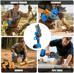 Mini Chainsaw, 4 inch Mini Chainsaw Cordless, Small Hand held Electric Power Chain Saw 1 Battery Powered Operated, Household and Garden for Tree Trimming Wood Cutting, Gifts for Father Husband Men