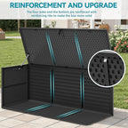 HUGROVE Resin Deck Box, 130 Gallon Outdoor Storage Box with Lockable Lid, Waterproof Patio Storage for Garden Tools & Outdoor Accessories (Dark Black) (Dark Black)