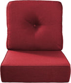 Luxury 22x24/22x25 6-Inch Outdoor Cushions - Water Repellent 1 Set Zippered Patio Chair Back&Seat Cushion for Wicker Dining Rocking Swivel Chairs Loveseat Couch Sectional Sofa - Red