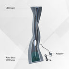 XBrand 39 in. H Freestanding Resin Fiberglass Sculptural Modern Twisted Pilar Outdoor Garden Fountain w/LED Light