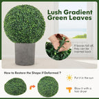 Goplus 2 PCS 20 Inch Artificial Plant Topiary Ball, Round Faux Boxwood Balls Outdoor, Fake Plant Sphere for Front Door, Porch, Backyard, Balcony, Patio, Garden, Wedding and Home Décor