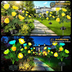 Solar Flowers Lights - Upgraded Outdoor Yellow Rose Flowers Lights, 7-Color Changing & Waterproof Outdoor Solar Lights for Garden, Patio, Backyard,Party and Office (Yellow Rose, 4)