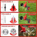 ALSO GO 24V Electric Weed Wacker, Cordless Grass Trimmer, Battery Powered Weed Eater with 2pcs Batteries & Charger, 3 in 1 Brush Cutter/Edger with Wheels for Garden and Yard Lawn
