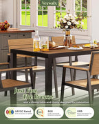 Outdoor Dining Chairs Set of 2, HDPS + Aluminum Patio Dining Chairs with Ergonomic Design and Wide Seat, 2 Piece Outdoor Chairs for Garden, Backyard, Deck (Gray-Teak)