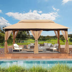 MASTERCANOPY Outdoor Patio Gazebo for Garden with Upgrade Steel Frame and Netting Walls (10x20,Beige)