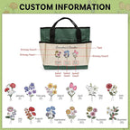Personalized Garden Tools Set for Women: Custom Text Garden Tool Bag and Garden Shovel & Transplant Shovel & Hand Rake - Gardening Gifts for Mom Grandma Gardening Lover (3 Flowers)