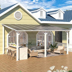 AECOJOY 16' x 10' Gazebo White Outdoor Pergola for Patio, Large Wall-Mounted Hard Top 10x16 Lean to Metal Gazebo Shelter Pergolas and Gazebos Clearance with Patio Roof, Heavy Duty Awnings for Patio