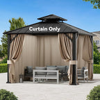 Gazebo Curtain Replacement Universal 4-Panel Sidewalls 10' x 10', Outdoor Gazebo Privacy Curtains with Zipper, Replacement for Outdoor, Patio Canopy, Garden and Backyard (Curtain Only)