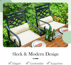 Sophia & William Swivel Patio Dining Set for 4, Outdoor Table and Chairs, Removable Seat Cushions, 37" Black Frame & Wood-Like Tabletop