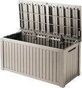 200 Gallon Outdoor Storage Bench Waterproof - Resin Deck Storage Chest for Patio & Pool, Lockable Outdoor Storage Box for Cushions & Tools, UV-Resistant, Granite Grey