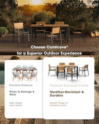 Outdoor Patio Dining Chairs Set of 2, Aluminum & HDPE All-Weather for Deck, Lawn, Backyard, Pool and Indoor Use (Gray & Teak)