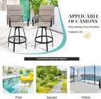 Vongrasig 4 Piece Outdoor Patio Swivel Bar Chairs, All Weather Padded Sling Textile High Top Bar Stools, Bistro Set for Backyard, Lawn Garden, Balcony, Gray