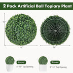 Goplus 2 PCS 16 Inch Artificial Plant Topiary Ball, Round Faux Boxwood Balls Outdoor, Fake Plant Sphere for Front Door, Porch, Backyard, Balcony, Patio, Garden, Wedding and Home Décor