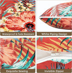 Lumbar Pillow Covers Set of 2, Outdoor Indoor Waterproof Decorative Patio Lumbar Pillowcase Shell 12x20 Inch, Rectangular Cushion Case for Couch Sofa Garden Farmhouse-Sadira Chili Haze