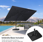 PURPLE LEAF 10' × 13' Patio Cantilever Umbrella with Base Outdoor Rectangle Adjustable Offset Umbrellas with 360-degree Rotation and 8 Heavy Duty Metal Ribs for Garden Deck Pool Grey