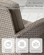 Patio Furniture-All Weather Wicker Patio Conversation Sets with Swivel Patio Chairs High Back Outdoor Couch with Swivel Rocking Chairs Outdoor Furniture for Deck Lawn Porch Balcony Poolside-Grey/Grey