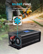 1000W Pure Sine Wave Inverter DC 12V AC 120V Double LCD Screen Remote Control Power Inverter 30W USB-C 4AC Outlets for RV, Home, Solar System CAPTOK