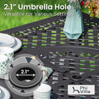 PHI VILLA 9-Piece Cast Aluminum Outdoor Dining Set for 8, Square Metal Dining Table with Umbrella Hole & Cushioned Wicker Rattan Chairs