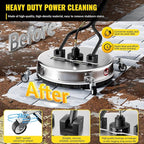 Doniks 24 Inch Pressure Washer Surface Cleaner with 4 Wheels,Dual Handle,Stainless Steel Housing,4500 PSI Power Washer Accessory for Concrete, Patio, Sidewalk, Deck, Driveways and Daily Washing