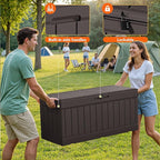 78 Gallon Deck Box Outdoor Indoor Waterproof Storage Box for Patio Furniture, Pool Accessories, Garden Tools, and Cushion Storage, Brown